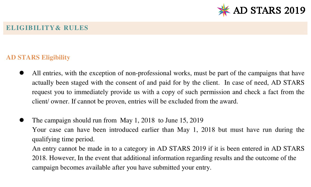 AD STARS 2019 Entries are Opened & Free