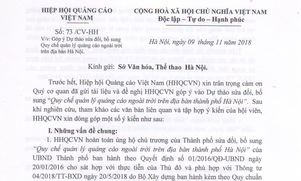 Thong bao ve cong van so 73/CV-HH cua VAA gui len So Van hoa, The thao Ha Noi