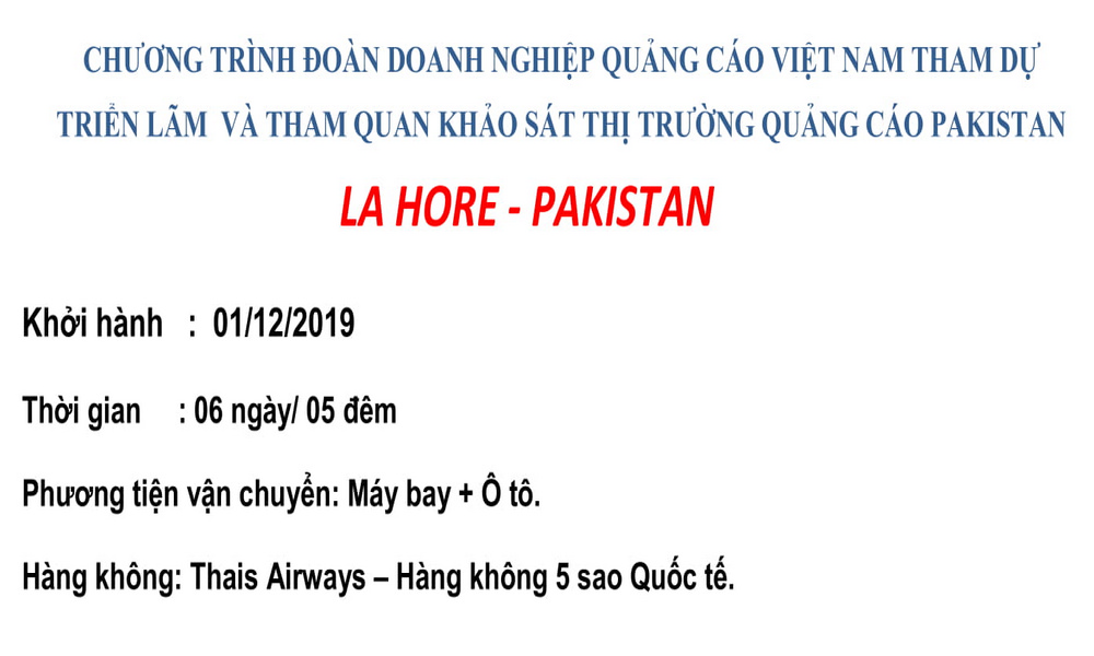 Tiếp theo thông báo số 87: Về chương trình tham dự AdAsia Lahore 2019