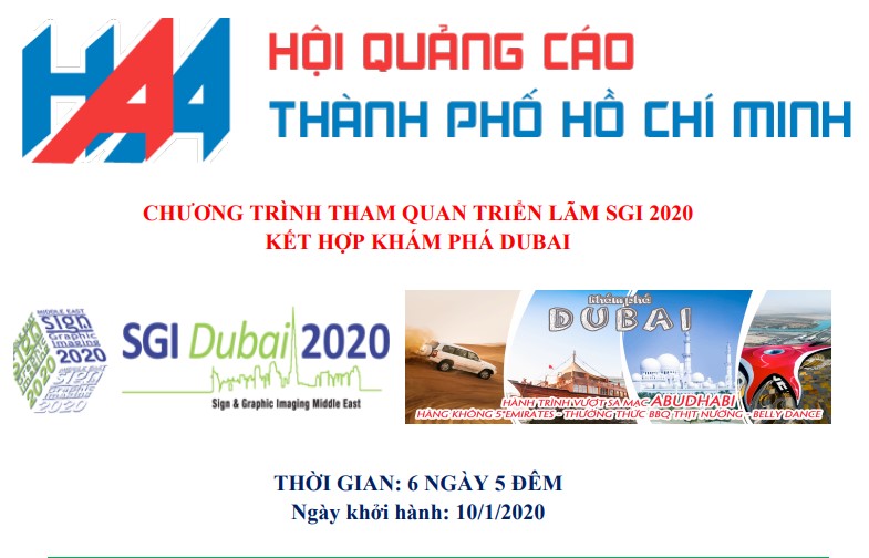 Thư mời hội viên VAA tham dự chương trình tham quan Dubai, kết hợp tham dự Triển lãm SGI Dubai 2020